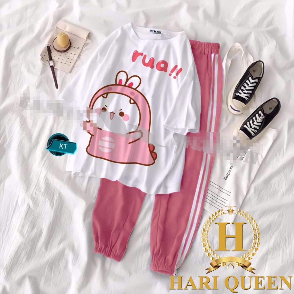 Sét áo Buddy  + quần 2 sọc chun gấu hồng KTH1120