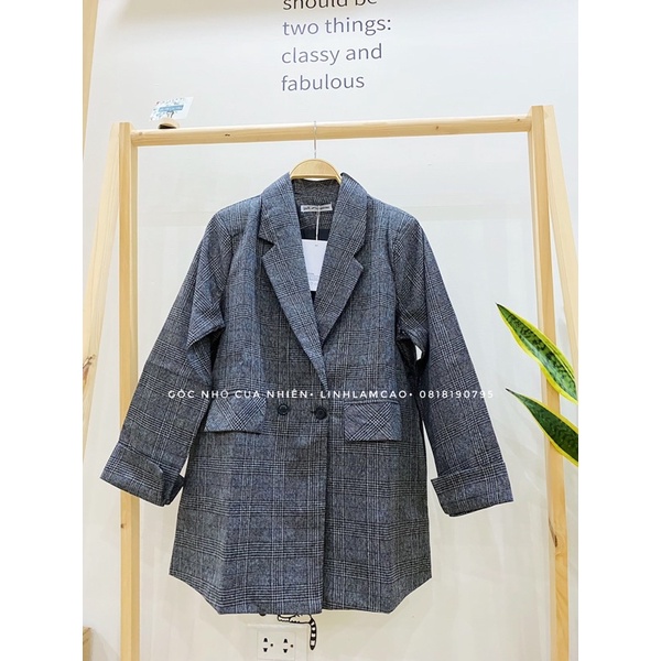 Áo Khoác Blazer/ Áo Vest Dạ Nữ 2 Lớp Tay Gấp Kẻ Caro Siêu Đẹp (ẢNH THẬT+VIDEO)