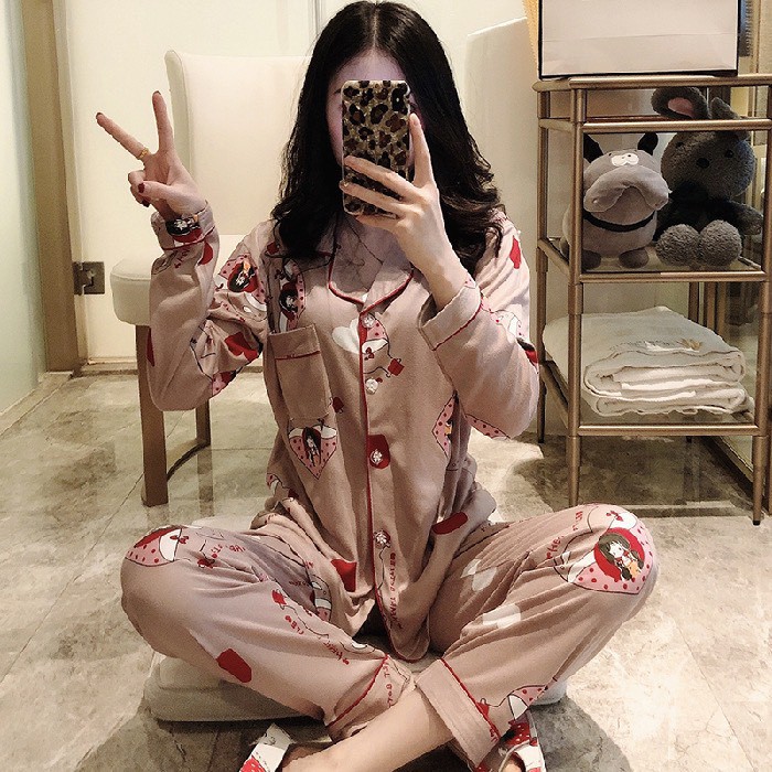 Bộ pyjama dài tay mặc thu đông cho nữ 0608BP