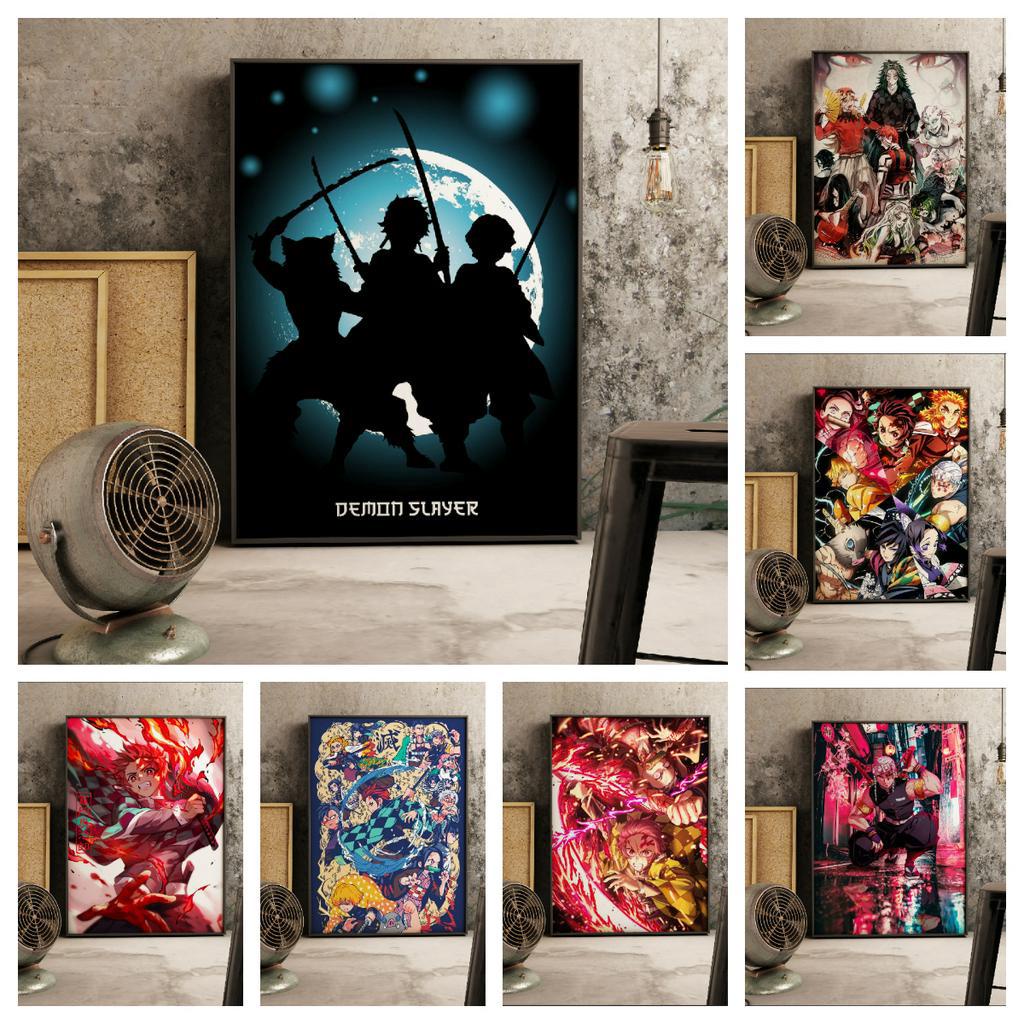 Tranh Vải Bạt Treo Tường Trang Trí In Hình Anime Demon Slayer Tanjirou Nezuko Cho Quán bar/Nhà Cửa