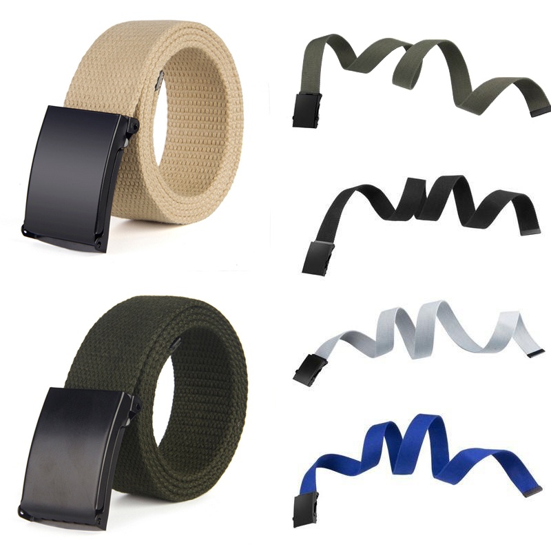 Thắt Lưng Vải Canvas 110CM Khóa Kim Loại Thời Trang Cho Nam Nữ