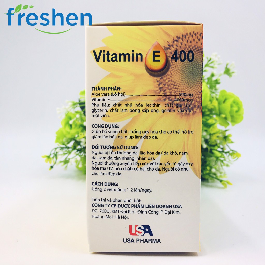 Vitamin E400 Kèm Tinh Chất Nha Đam - Giúp sáng đẹp da Hộp 100 viên