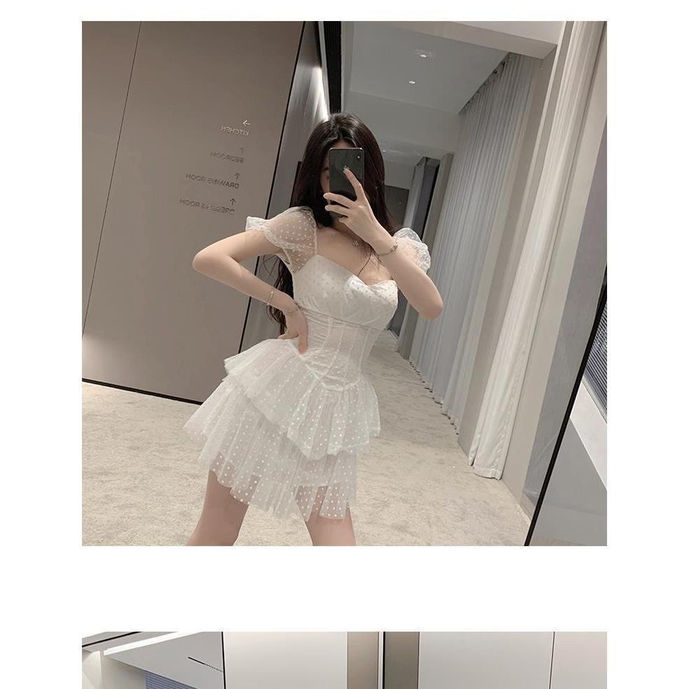 Đầm Lưới Màu Trắng Họa Tiết Chấm Bi Thời Trang Mùa Hè Mới 2021 | BigBuy360 - bigbuy360.vn