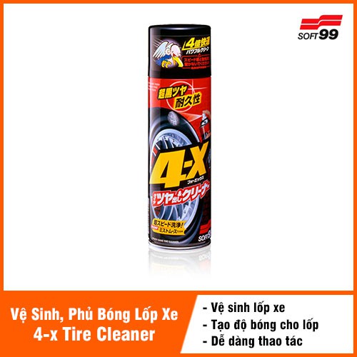 Chai Xịt Vệ Sinh, Phủ Bóng Lốp Xe Ô Tô 4-x Tire Cleaner