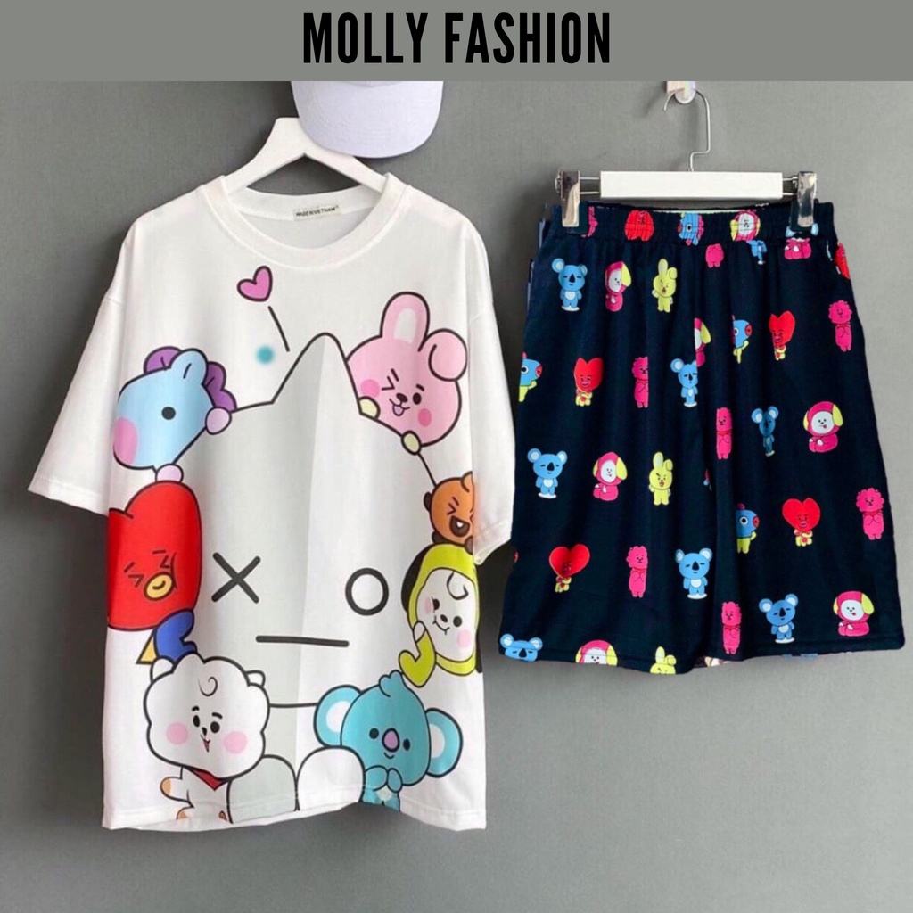 Set đồ bộ hoạt hình ❤️ Bộ mặc nhà Cartoon BTS form rộng Freesize Unisex nam nữ Molly Fashion