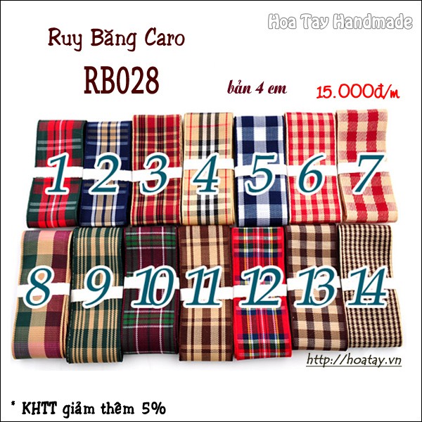 Ruy Băng Caro RB028 bản 4cm dùng trang trí nón mũ, túi xách.