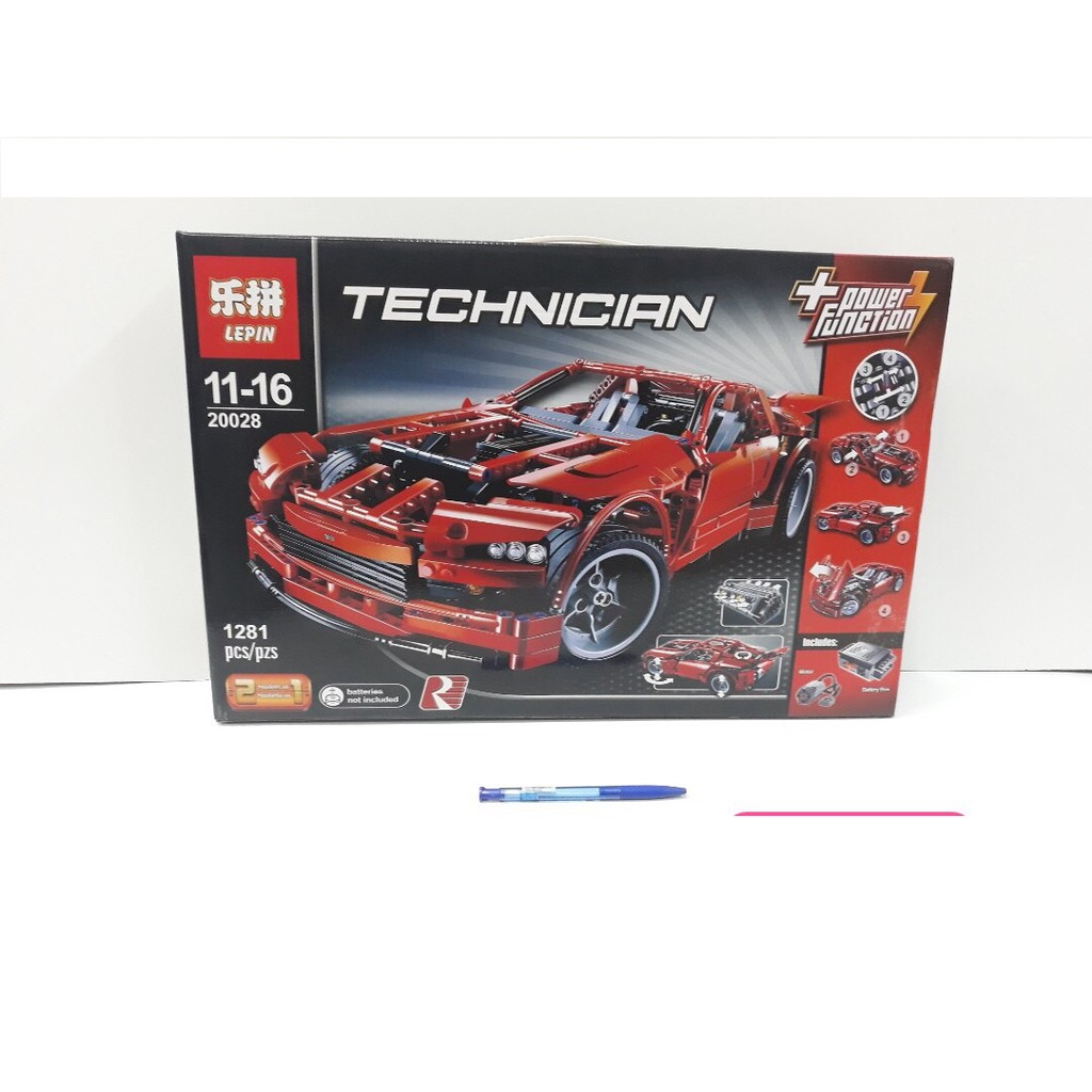 Bộ xếp hình lắp ráp Lego 1281 mảnh Lepin 20028 Ô tô siêu xe đỏ mở cánh chạy pin | LEPIN TECHNIC |