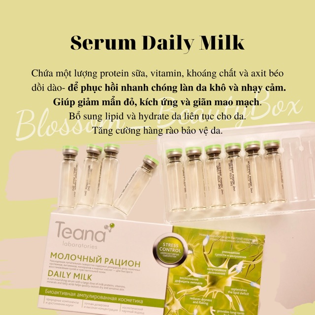 Serum phục hồi da khô, nhạy cảm, dãn mao mạch DAILY MILK TEANA