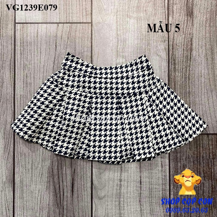Chân váy caro xếp ly có quần bên trong cho bé gái từ 20-32kg