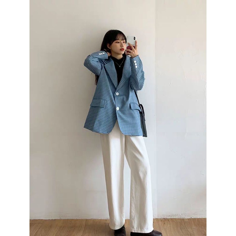 (Hàng Đẹp)Ảnh thật 4 hình cuối-HC283.Áo blazer oversize chic suit Hàn Quốc