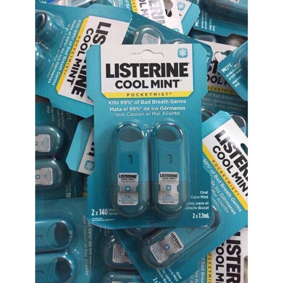 Bộ 2 chai nước xịt thơm miệng bỏ túi Listerine Cool Mint Pocketmist 7.7ml x 2 - Ngọc Lan