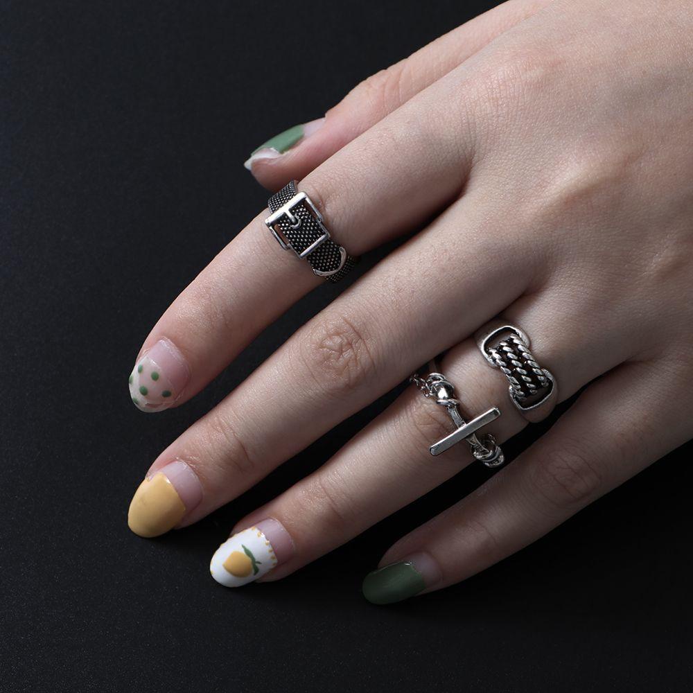 Nhẫn Dây Xích Chéo Thời Trang Cổ Điển KENT1|Vòng Đeo Tay Kiểu Gothic Đơn Giản Có Thể Điều Chỉnh