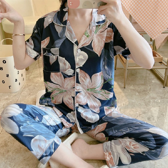 Bộ Đồ Ngủ Tay Ngắn Chất Liệu Cotton Thời Trang Xinh Xắn Cho Nữ