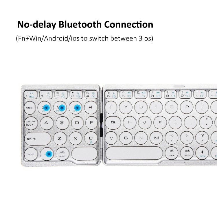 Bàn phím Bluetooth có thể gập lại, Bàn phím Bluetooth không dây di động siêu mỏng, siêu nhẹ cho iPad, iPhone, Tương thích với các thiết bị máy tính bảng iOS, Android và Windows