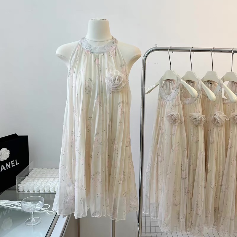 Áo yếm voan cao cấp, áo cổ yếm hở lưng in hoa⚡️ANDU STORE⚡️