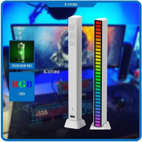 Cây đèn led tiktok nháy theo điệu nhạc RGB 32 led tích hợp pin lưu điện, trang trí decor góc làm việc