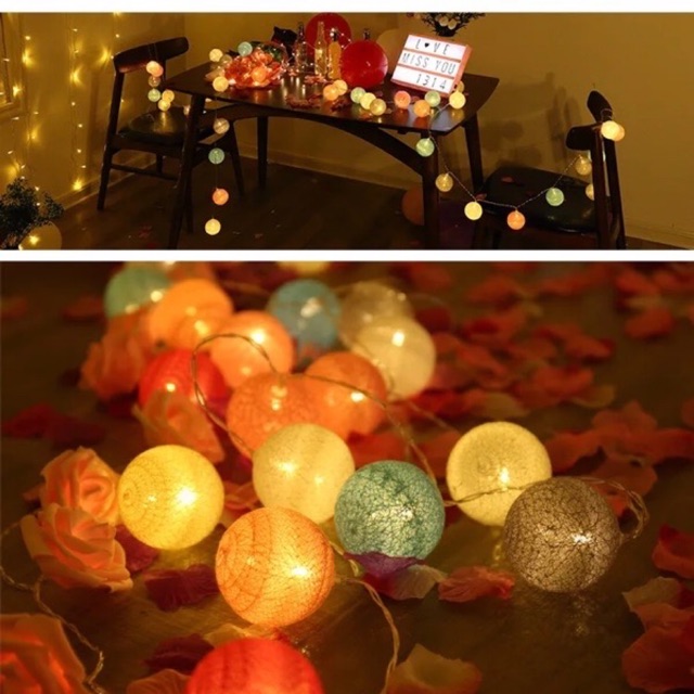 Đèn Led Pingpong 3m 20 Bóng Đủ Màu ( Cắm Điện)