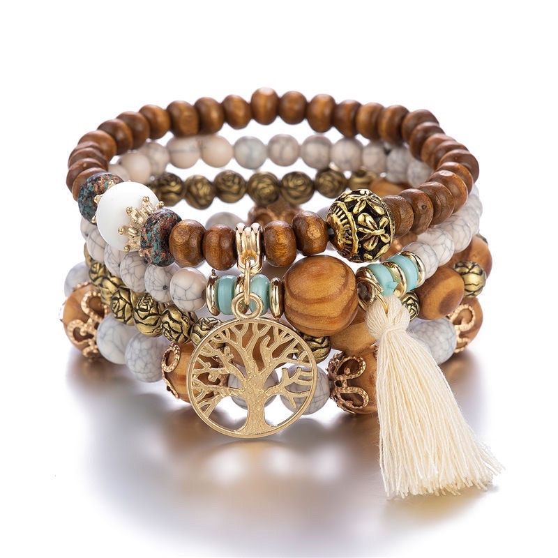 Set vòng tay chuỗi hạt phong cách boho vintage cổ điển