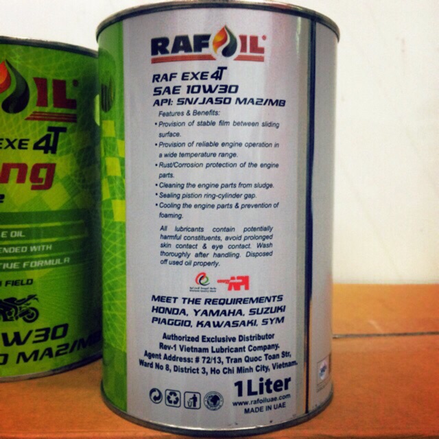 Nhớt Tổng Hợp Cao Cấp Xe Máy Rafoil Racing RAF EXE 4T 10w-30 Full Synthetic Api SN - Made in UAE