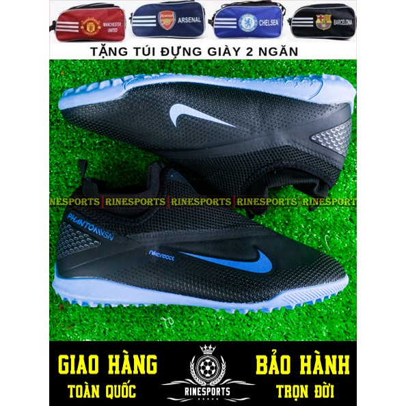 GIÀY BÓNG ĐÁ React Phantom Vision 2 Pro Dynamic đen đế Xanh dương SÂN CỎ NHÂN TẠO ( TF ) HÀNG THAILANd