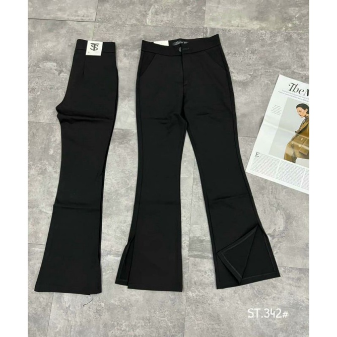 Quần vải ống loe xẻ cạnh