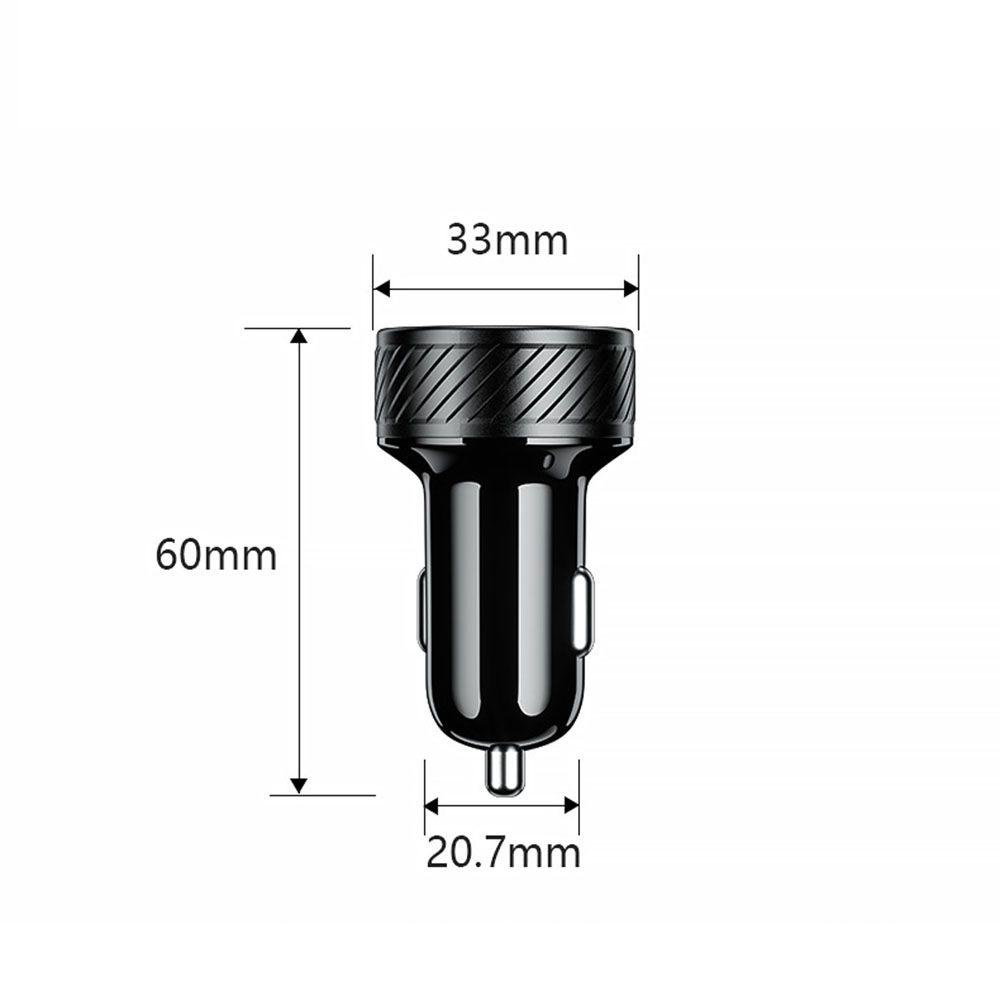 Củ Sạc Nhanh Không Dây USB QC 3.0 Hai Cổng Với Màn Hình Hiển Thị Vôn Kế Cho Xe Hơi