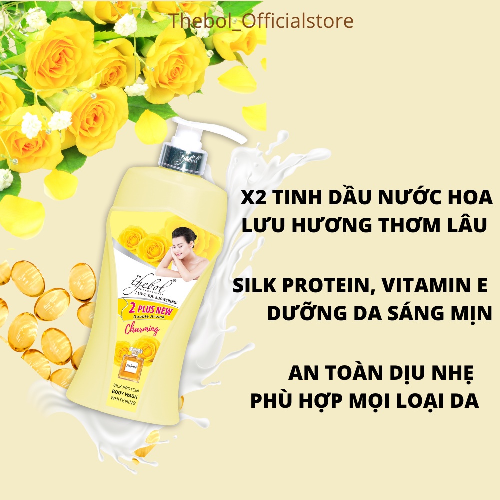 Sữa tắm dưỡng thể nữ Thebol tinh chất hoa hồng nước hoa sữa dê