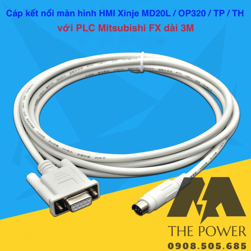 Cáp kết nối màn hình HMI Xinje MD20L / OP320 / TP / TH và với PLC Mitsubishi FX dài 3M