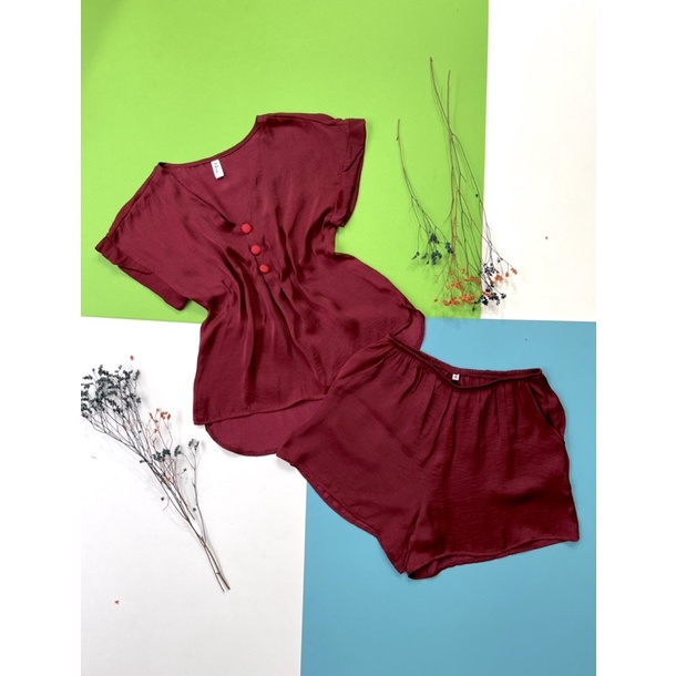 Đồ bộ đùi lụa mát tay liền mặc nhà InFASHION