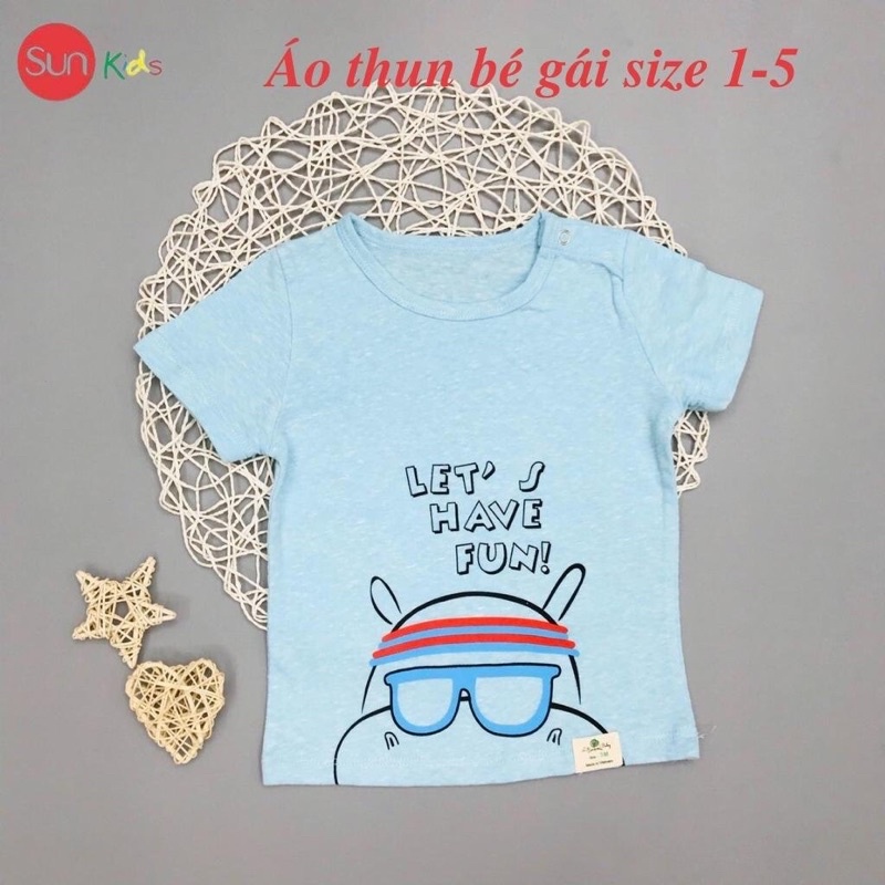 Áo thun cho bé gái, áo phông bé gái chất cotton mềm mát, size 1 - 5 tuổi - SUNKIDS1