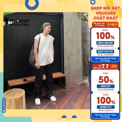 Áo thun 3 lỗ - tanktop line gray, chất liệu cotton - unisex nam nữ - phong cách đường phố - LOCAL BRAND - THE NOIR