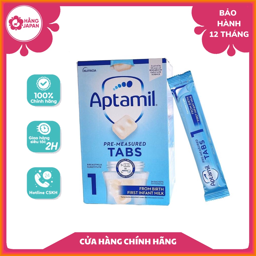 Sữa Aptamil UK dạng thanh 25g số 1, số 2, sữa cô đặc hút chân không cho bé 0M+