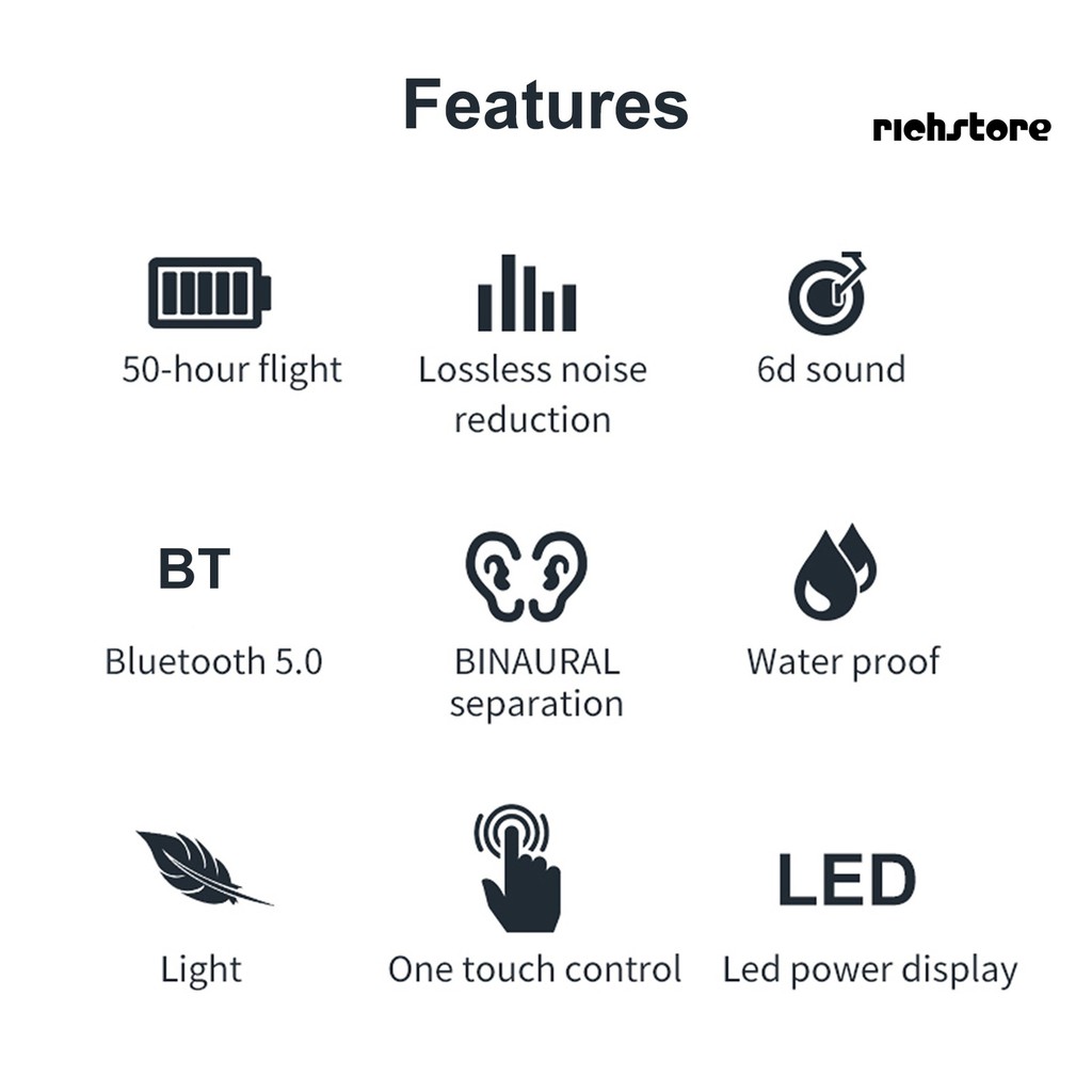 Tai Nghe Bluetooth V5.0 Ej-W12 Chống Thấm Nước Và Phụ Kiện