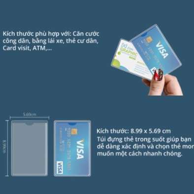 Vỏ Bọc, Túi Trong Suốt Đựng Thẻ  ATM, Căn Cước Công Dân, Bằng Lái Xe, Card visit, CMND Lizflower