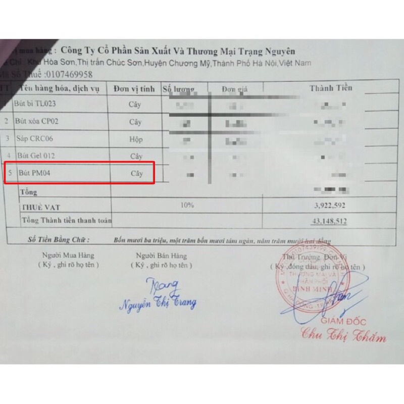 Hộp 10 cây bút lông dầu thiên long PM04