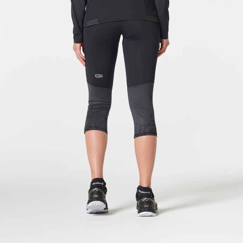 Quần lửng bó chạy địa hình cho nữ Decathlon EVADICT màu đen xám size XS / W28 L31