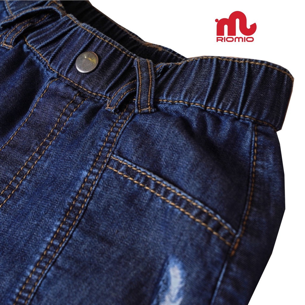 Quần short jean bé gái Riomio quần đùi bò cạp chun dáng rộng chất jean cotton mềm mại không phai size đại 15-40kg RO023