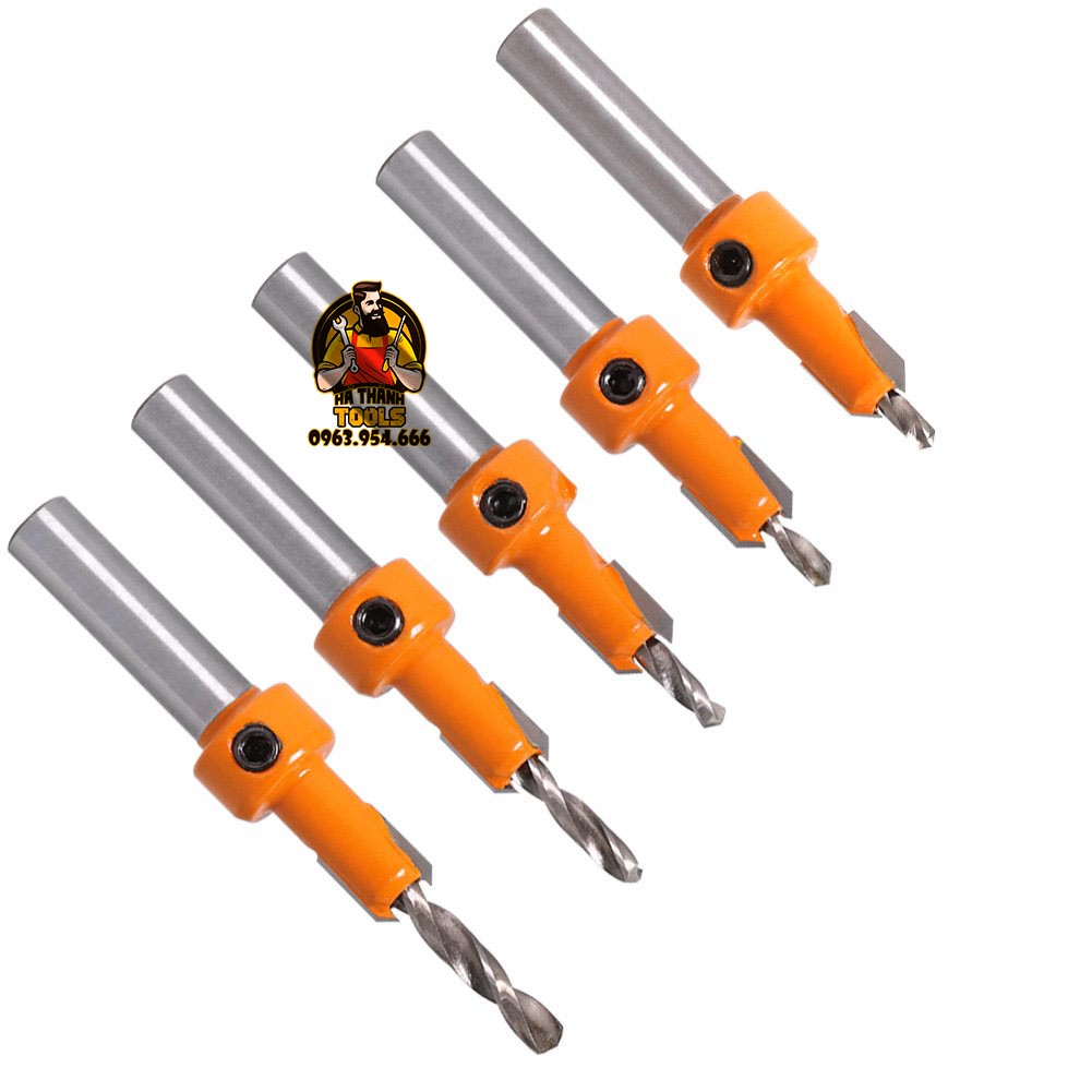 Mũi Khoan Âm Vít Gỗ Cao Cấp - Loại 2 Tầng Âm Đầu Vít Cốt 8mm - Thép Hợp Kim YG8