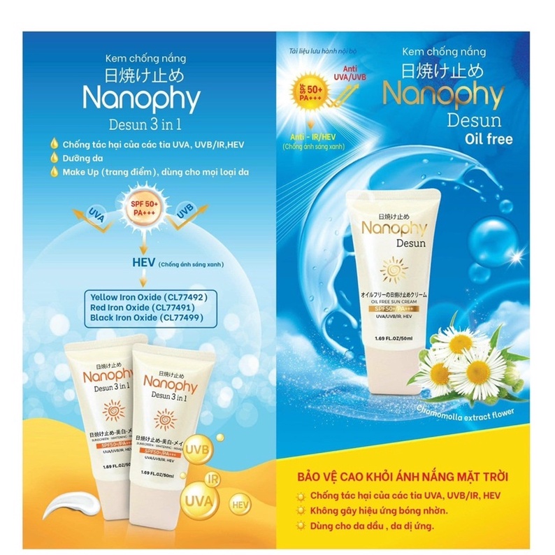 Kem chống nắng Nanophy Desun spf50/ PA +++ cho da dầu và da nhạy cảm - Nhà Thuốc Da Liễu 24h