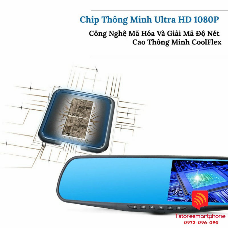 Camera hành trình gương chiếu hậu Full HD 1080 ghi hình trước sau tích hợp G-Gensor camera lùi tặng kèm camera lùi | BigBuy360 - bigbuy360.vn