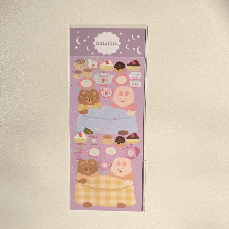 Cute Glittery Bear Sticker Decorative Sequin DIY Sticker