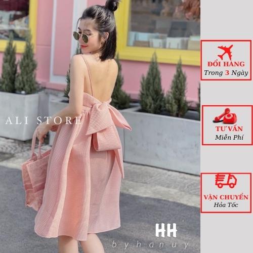 Váy babydoll nữ 2 dây thắt nơ lưng dáng suông tiểu thư bánh bèo ulzzang Hàn Quốc đi biển