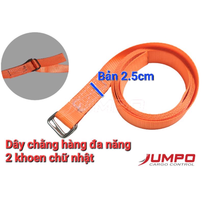 Dây chằng hàng đa năng Jumpo 2 khoen chữ nhật, bản 25 đến 50cm. Dây đai, dây chằng cột hàng hóa, hành lý, vali tiện lợi