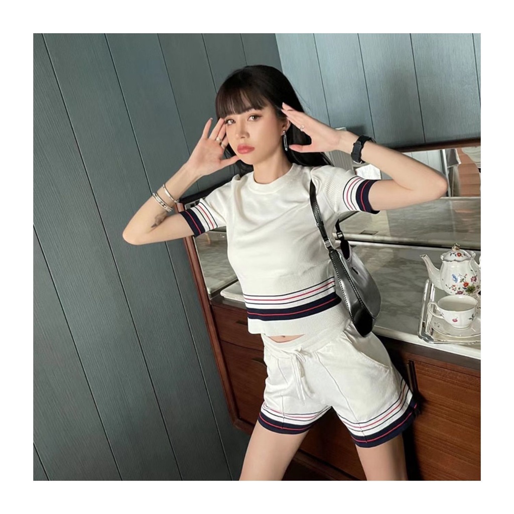 Bán Chạy!F &amp; X Bộ Đồ Thể Thao Hai Mảnh Áo Dệt Kim Ngắn Tay Phong Cách Thời Trang Mùa Hè 2022 Cho Nữ