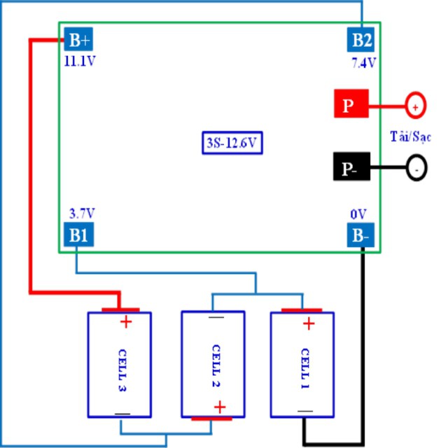 Mạch 3S 12.6V - 25A Balance, sạc cân bằng và bảo vệ pin Li-ion 3.7V.