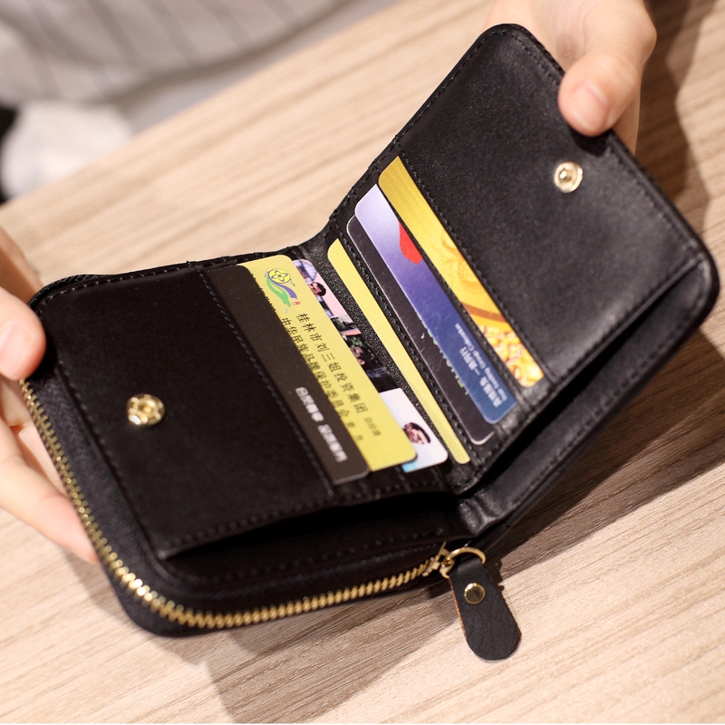 VERSDO Korean Version Solid Color Square Mini Wallet Zipper Wallets Purses