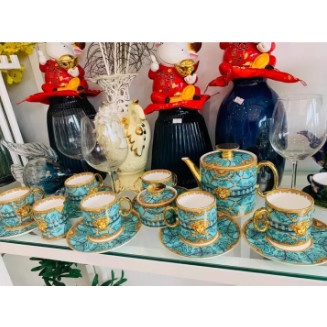 Bộ Ấm Chén Versace Sứ Xương Hoàng Gia Cao Cấp (Hàng có sẵn)