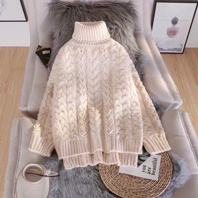 Áo len cổ lọ style Hàn quốc