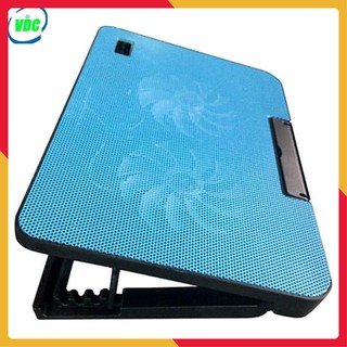 Đế tản nhiệt Laptop Cooling Pad - 2 quạt, đèn led, đế nâng 17 inch trở xuống