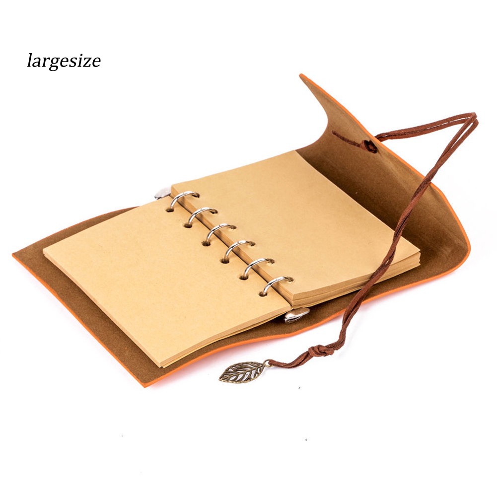 LGSZ☺Vintage Retro Loose-leaf Notebook Faux Leather Leaf Notepad Journal Diary Gift